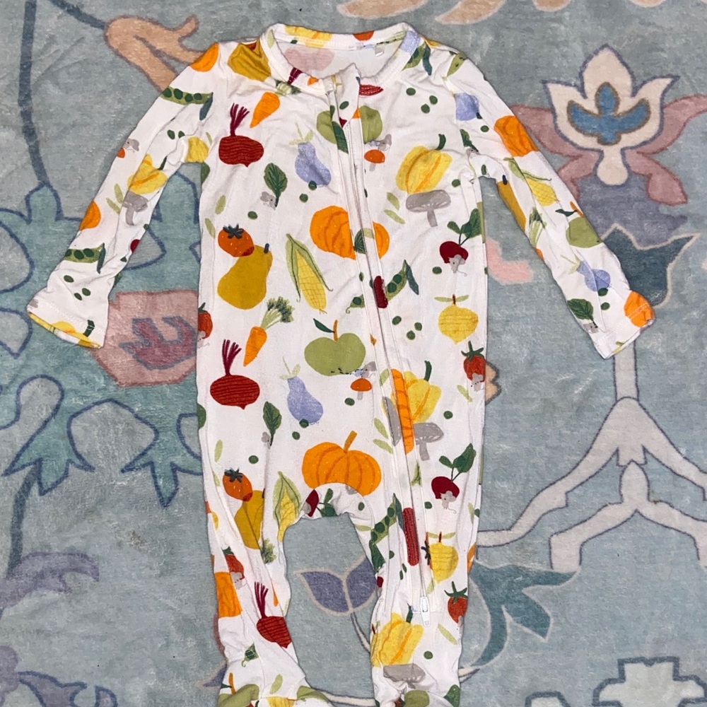 Angel Dear White Footed One-Piece with Colorful Harvest Print